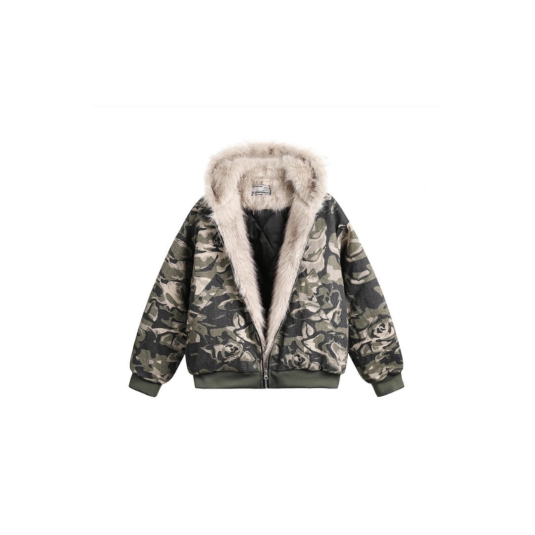 Camo fur jacket