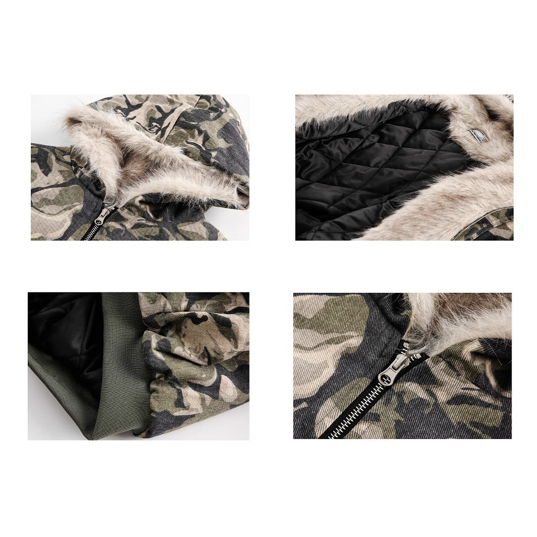 Camo fur jacket