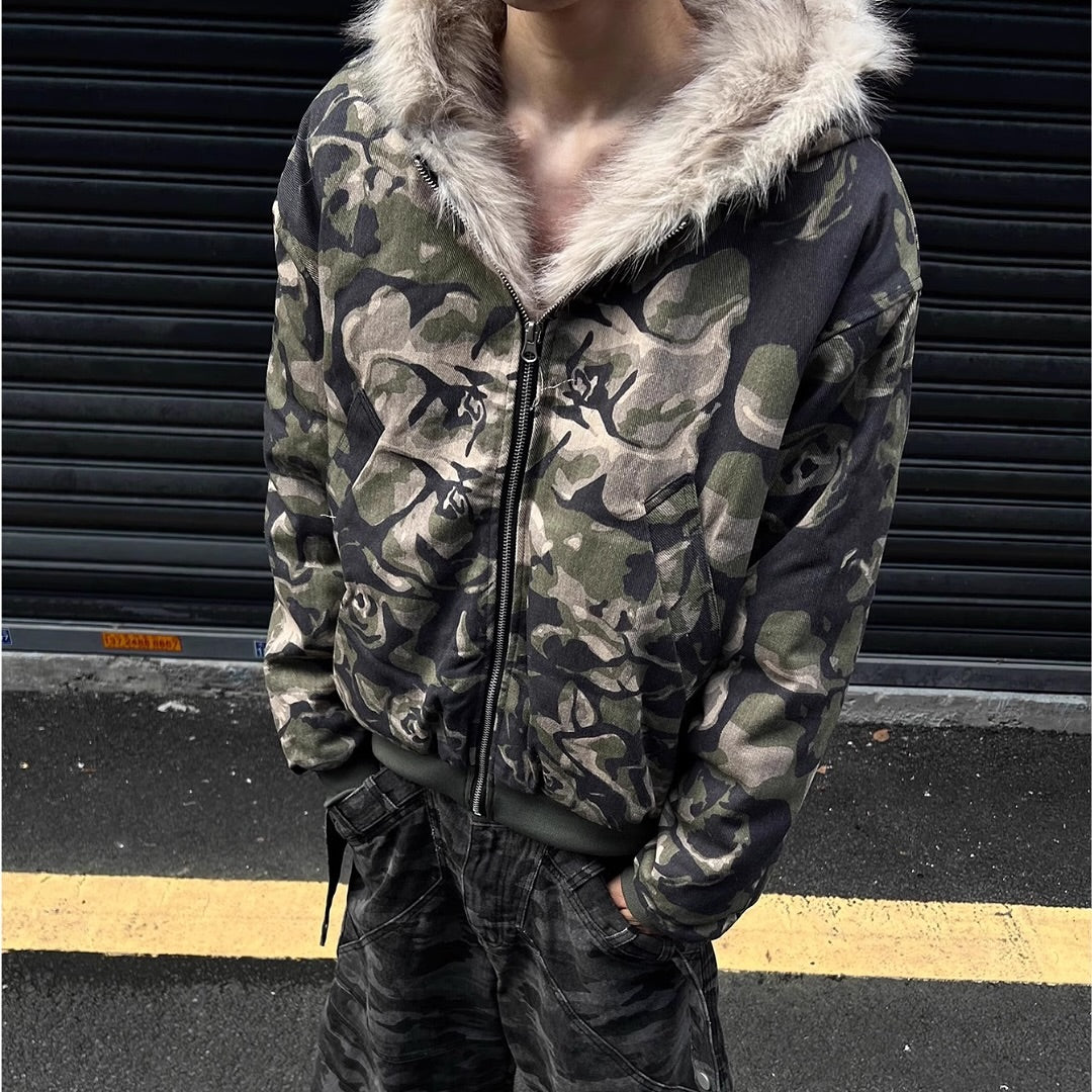 Camo fur jacket