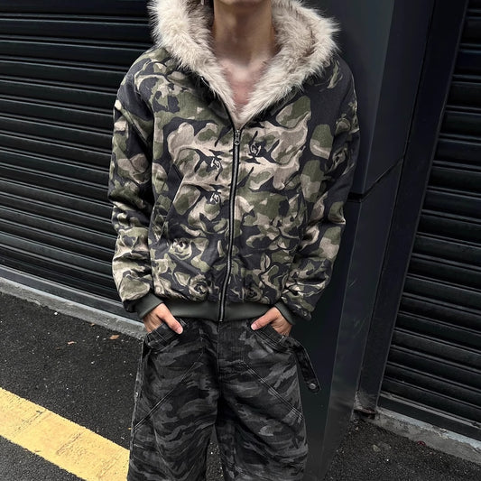 Camo fur jacket